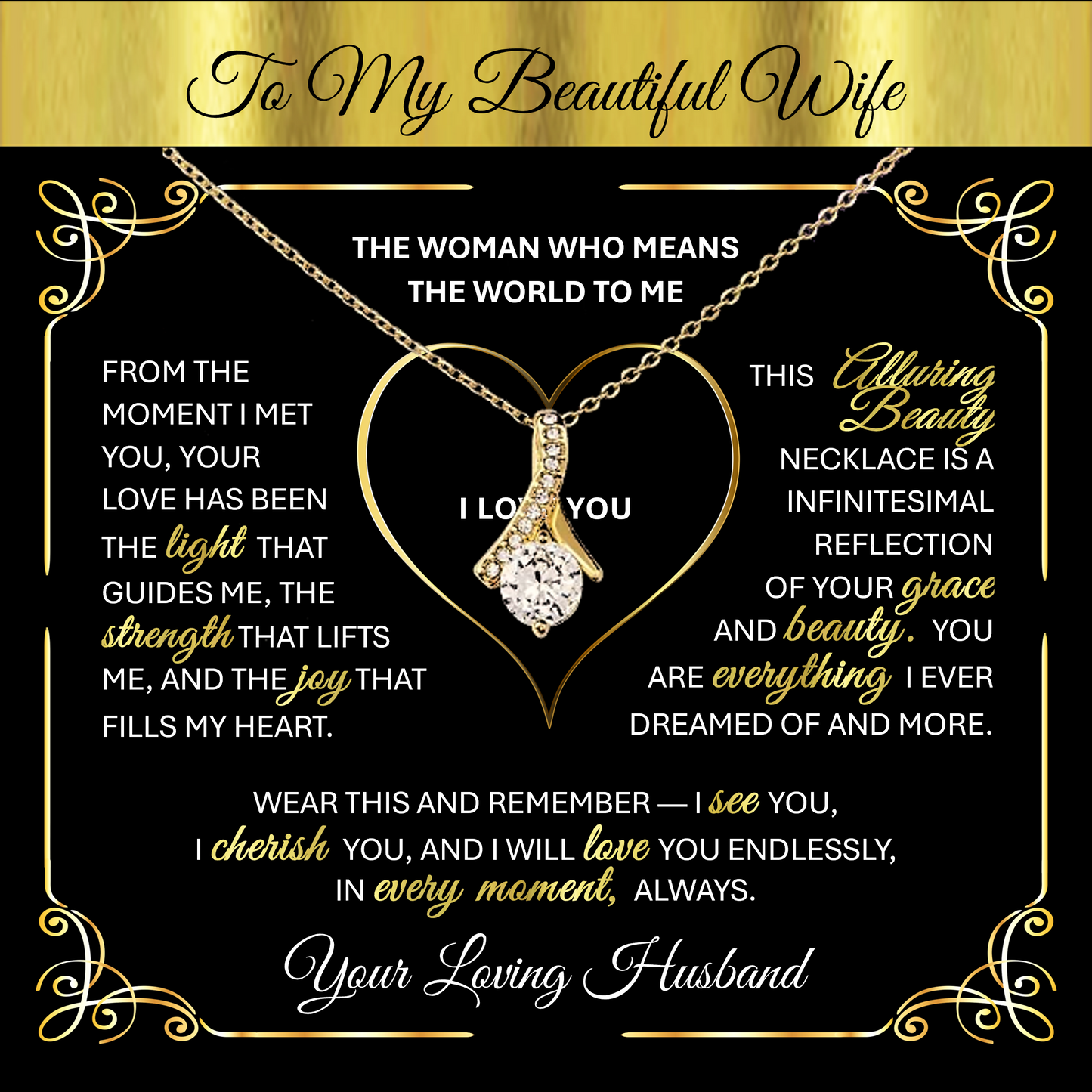 Alluring Beauty 💎GOLD💎 Pendant Necklace Gift for Wives, Girlfriends, Soulmates.