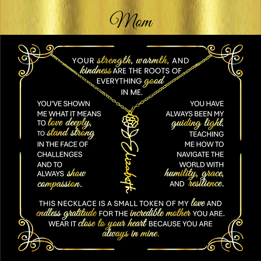 Elegant ✨ GOLD ✨ Birth Flower Name Necklace for Moms - Heartfelt Gift