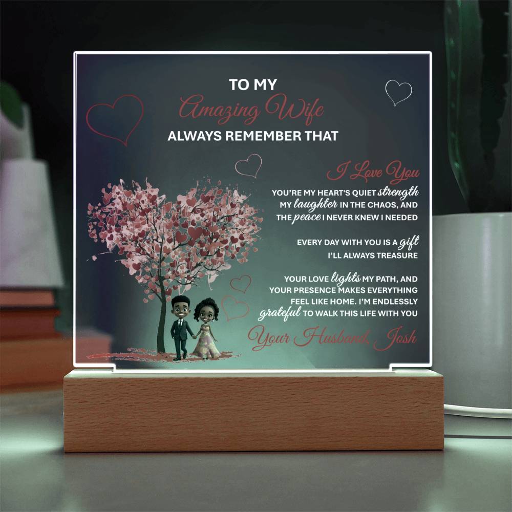 Acrylic SquarTo My Amazing Wife – Heartfelt Gift Plaque with Romantic Message of Love and Gratitudee Plaque - TheBestGiftPlace