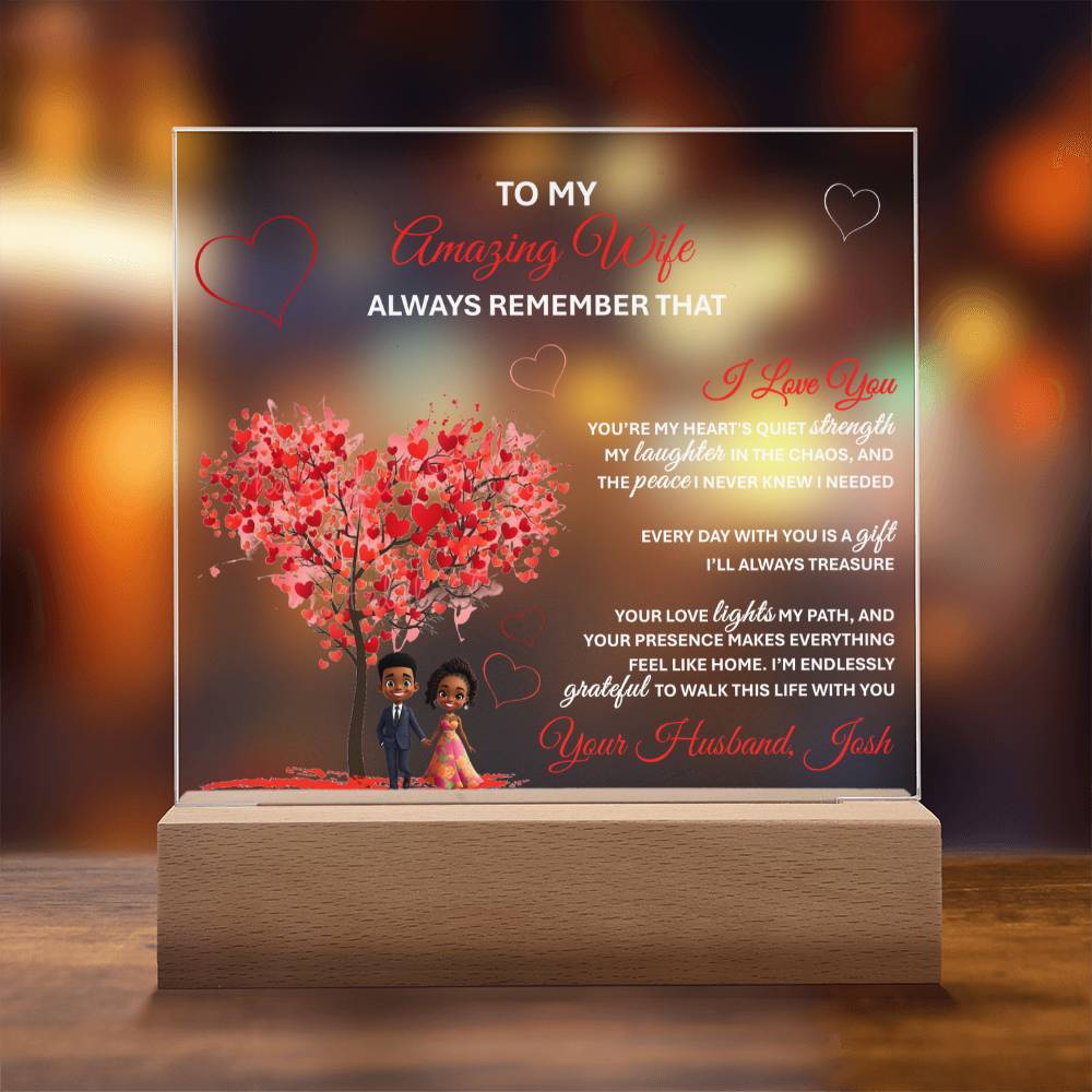 Acrylic SquarTo My Amazing Wife – Heartfelt Gift Plaque with Romantic Message of Love and Gratitudee Plaque - TheBestGiftPlace
