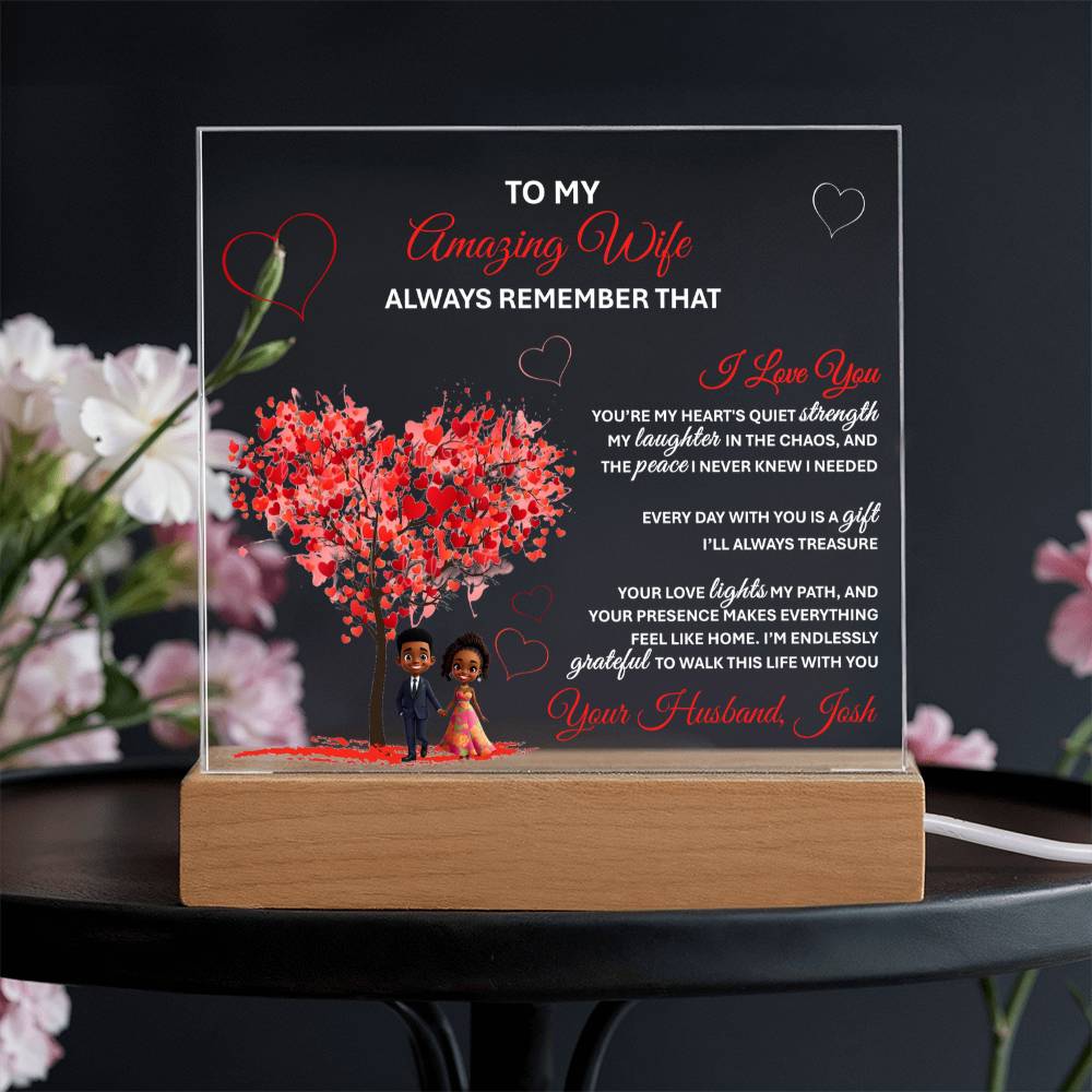 Acrylic SquarTo My Amazing Wife – Heartfelt Gift Plaque with Romantic Message of Love and Gratitudee Plaque - TheBestGiftPlace