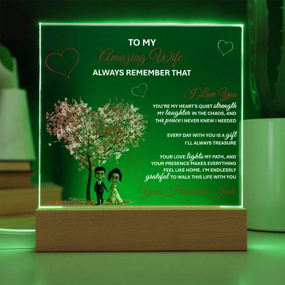 Acrylic SquarTo My Amazing Wife – Heartfelt Gift Plaque with Romantic Message of Love and Gratitudee Plaque - TheBestGiftPlace