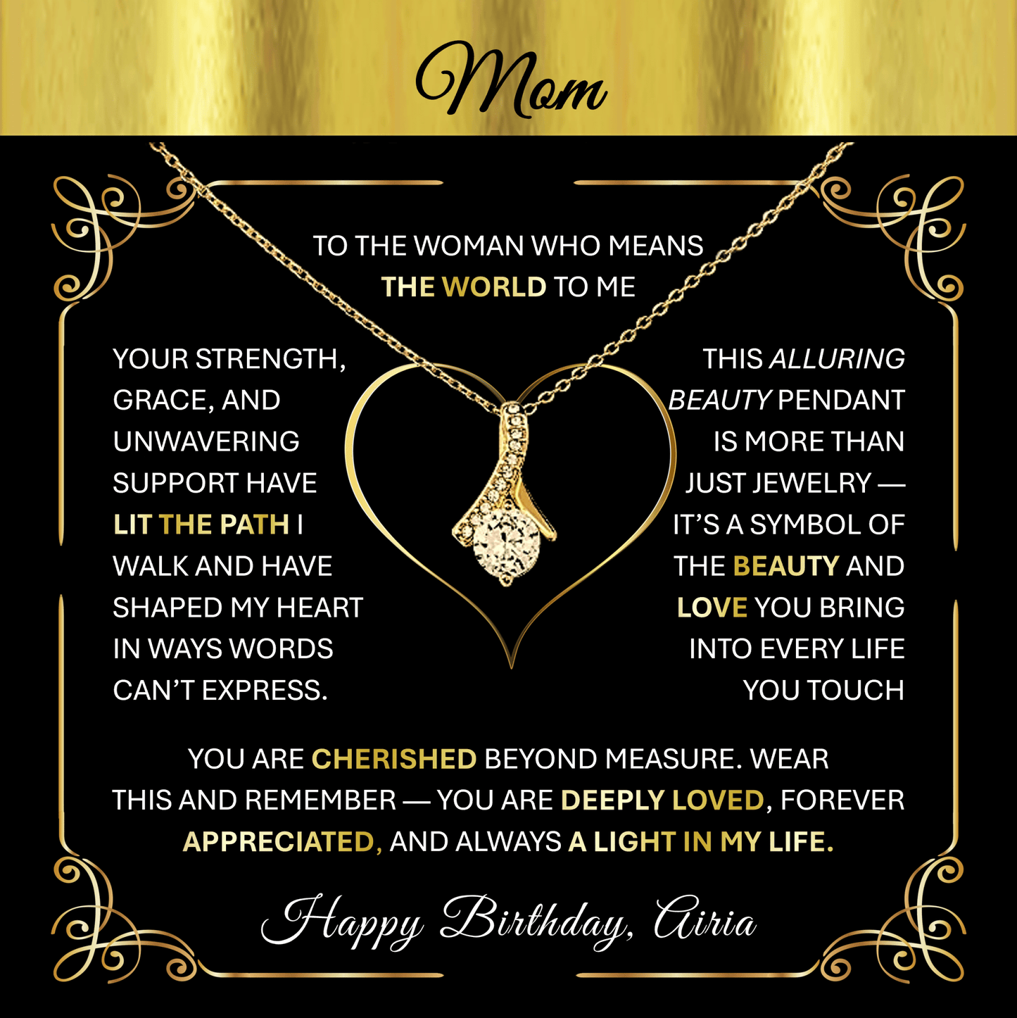 💎 Alluring Beauty – Gold Pendant Necklace Gift for Mom, Aunt, Grandma, or Stepmom - TheBestGiftPlace
