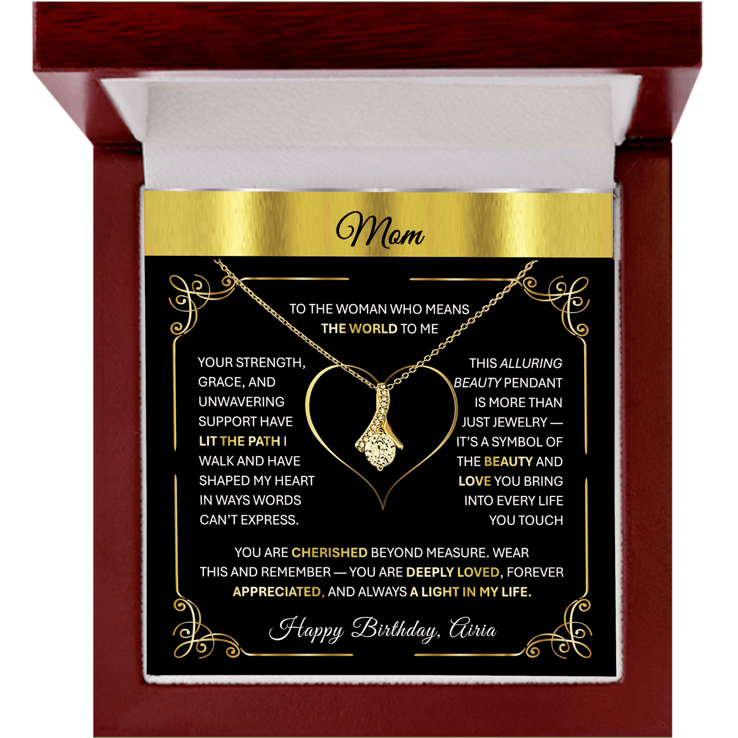 💎 Alluring Beauty – Gold Pendant Necklace Gift for Mom, Aunt, Grandma, or Stepmom - TheBestGiftPlace