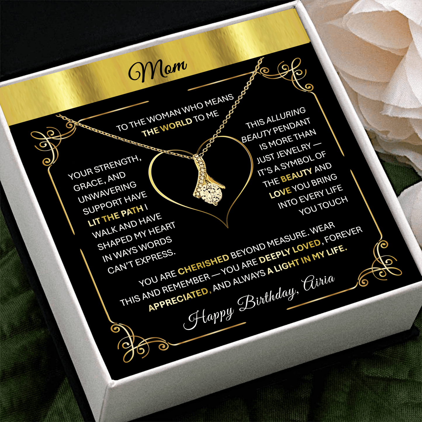 💎 Alluring Beauty – Gold Pendant Necklace Gift for Mom, Aunt, Grandma, or Stepmom - TheBestGiftPlace