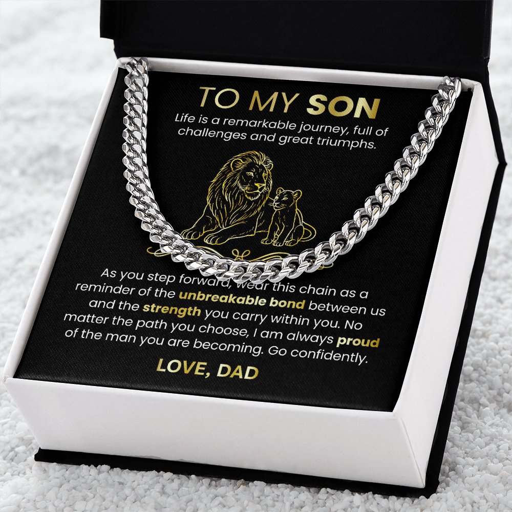 Cuban Link Chain Necklace from Dad to Son – Meaningful Father to Son Gift | Strength, Love & Legacy