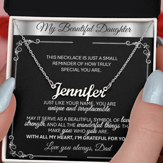 Personalized Silver Name Necklace Gift 🎁- With Message Card from Mom