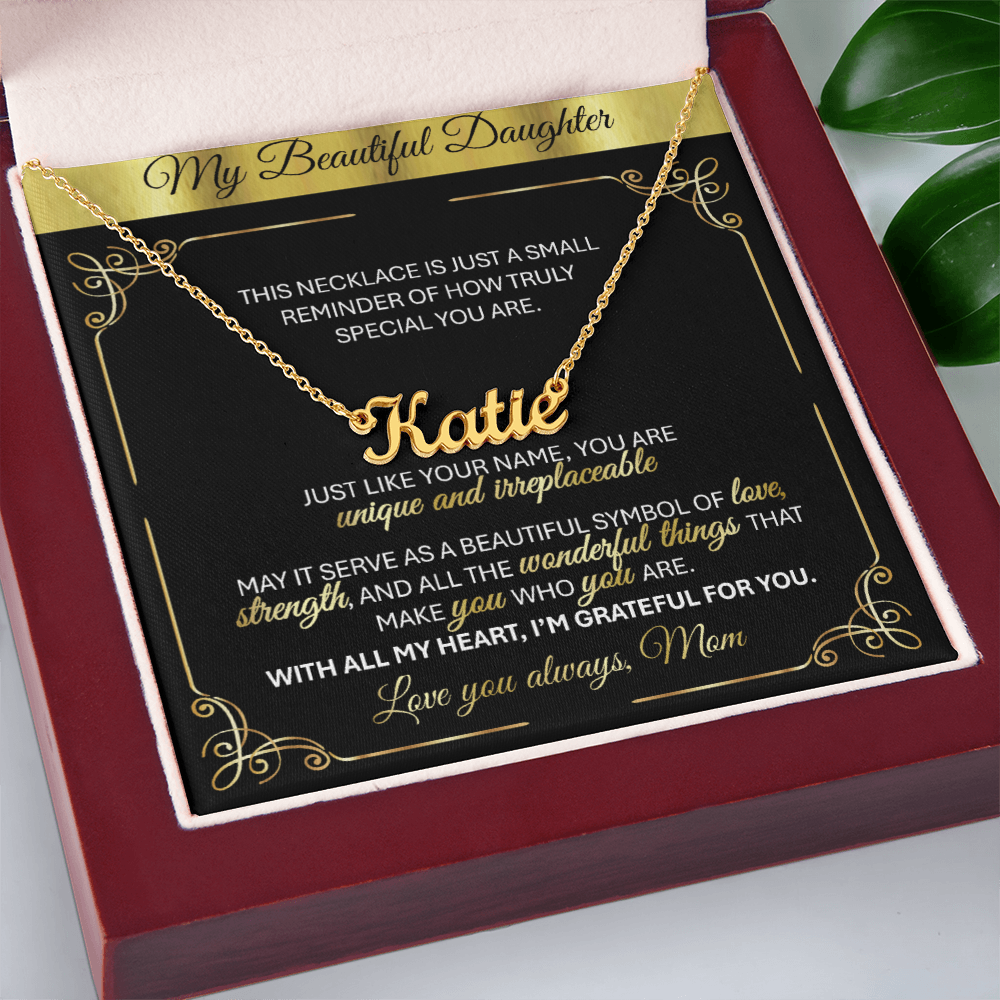 Personalized Gold Name Necklace Gift š- With Message Card from Mom