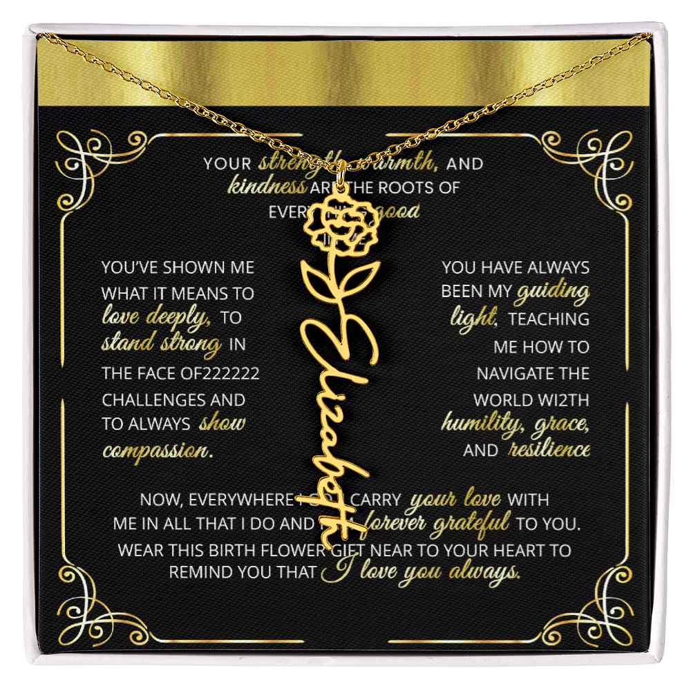 1 Elegant 🌼 GOLD 🌼 Birth Flower Name Necklace for Moms - Heartfelt Keepsake 1