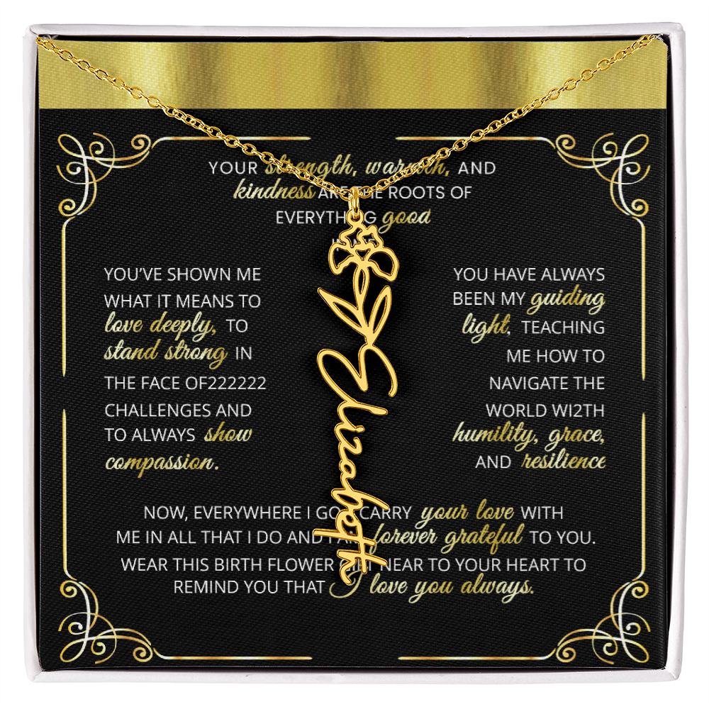 1 Elegant 🌼 GOLD 🌼 Birth Flower Name Necklace for Moms - Heartfelt Keepsake 1