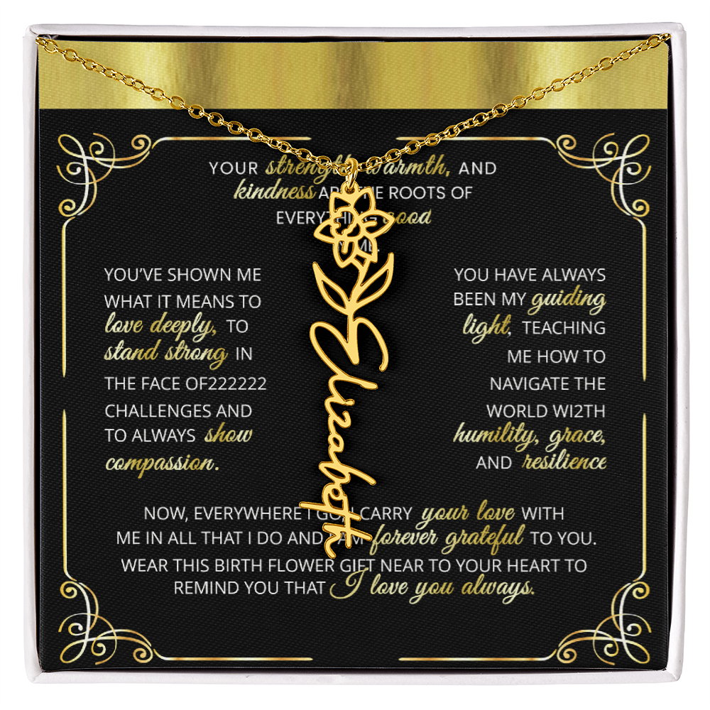 1 Elegant 🌼 GOLD 🌼 Birth Flower Name Necklace for Moms - Heartfelt Keepsake 1