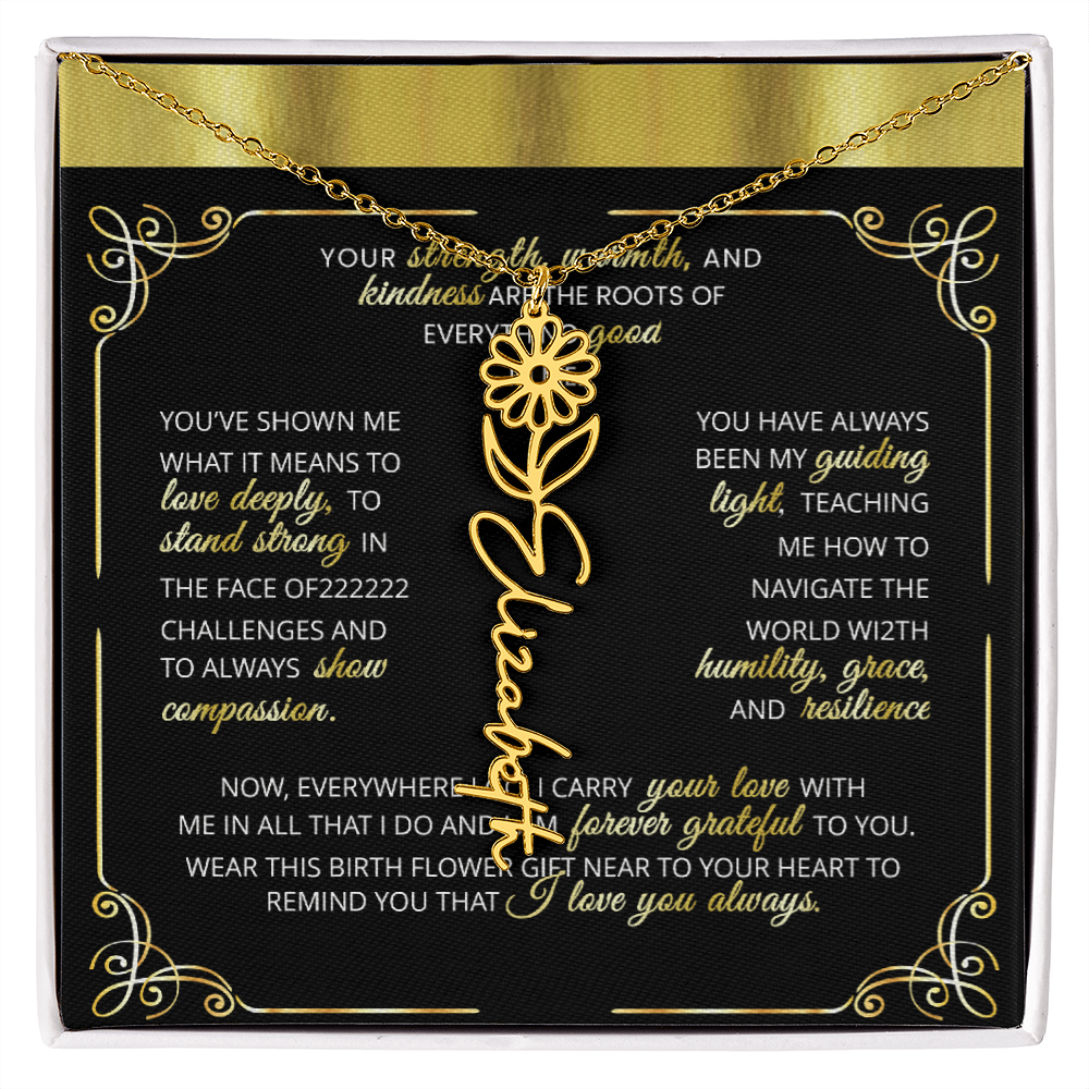 1 Elegant 🌼 GOLD 🌼 Birth Flower Name Necklace for Moms - Heartfelt Keepsake 1