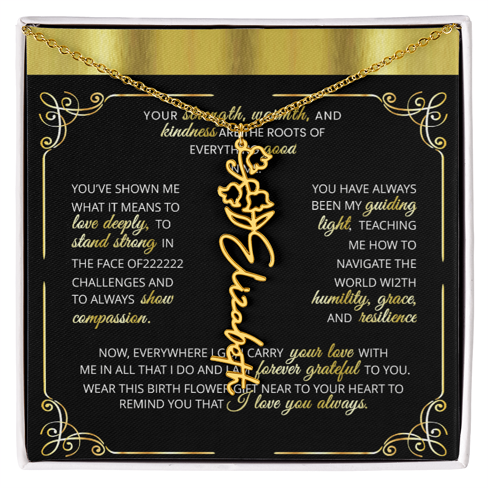 1 Elegant 🌼 GOLD 🌼 Birth Flower Name Necklace for Moms - Heartfelt Keepsake 1