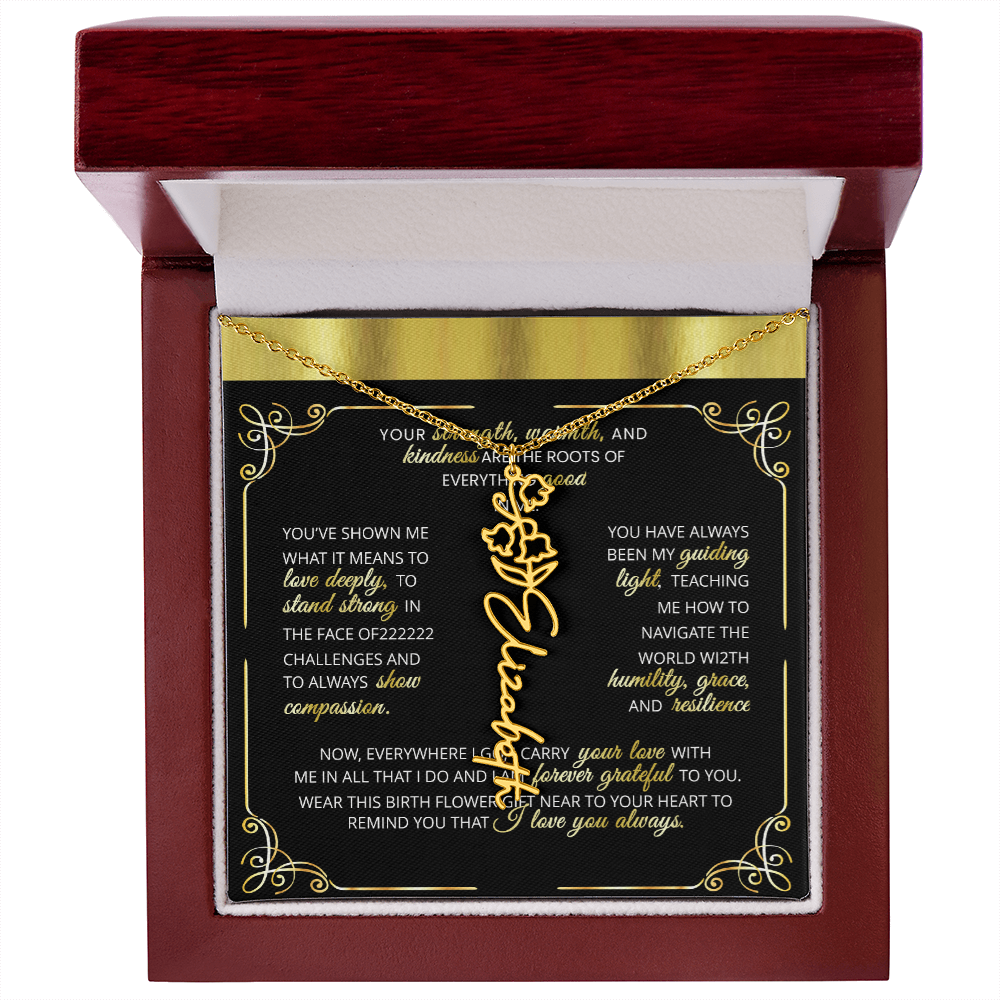 1 Elegant 🌼 GOLD 🌼 Birth Flower Name Necklace for Moms - Heartfelt Keepsake 1
