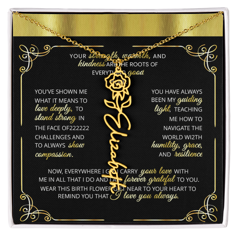 1 Elegant 🌼 GOLD 🌼 Birth Flower Name Necklace for Moms - Heartfelt Keepsake 1