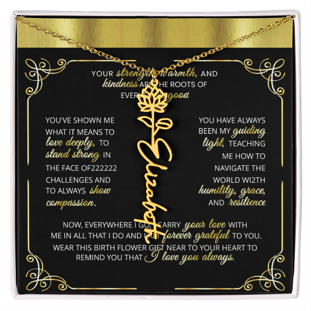 1 Elegant 🌼 GOLD 🌼 Birth Flower Name Necklace for Moms - Heartfelt Keepsake 1