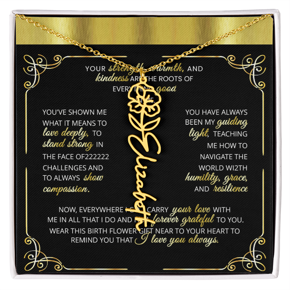 1 Elegant 🌼 GOLD 🌼 Birth Flower Name Necklace for Moms - Heartfelt Keepsake 1