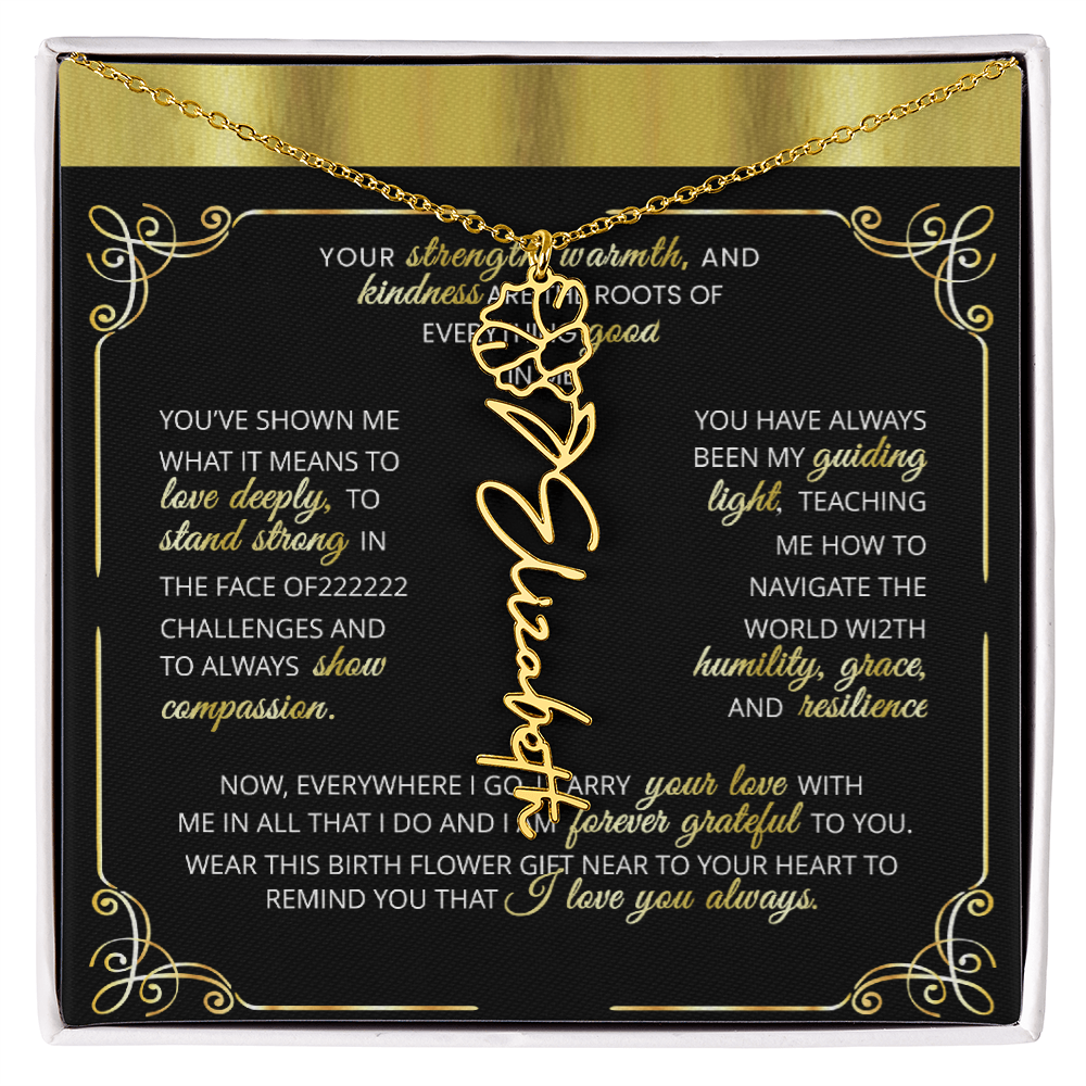 1 Elegant 🌼 GOLD 🌼 Birth Flower Name Necklace for Moms - Heartfelt Keepsake 1