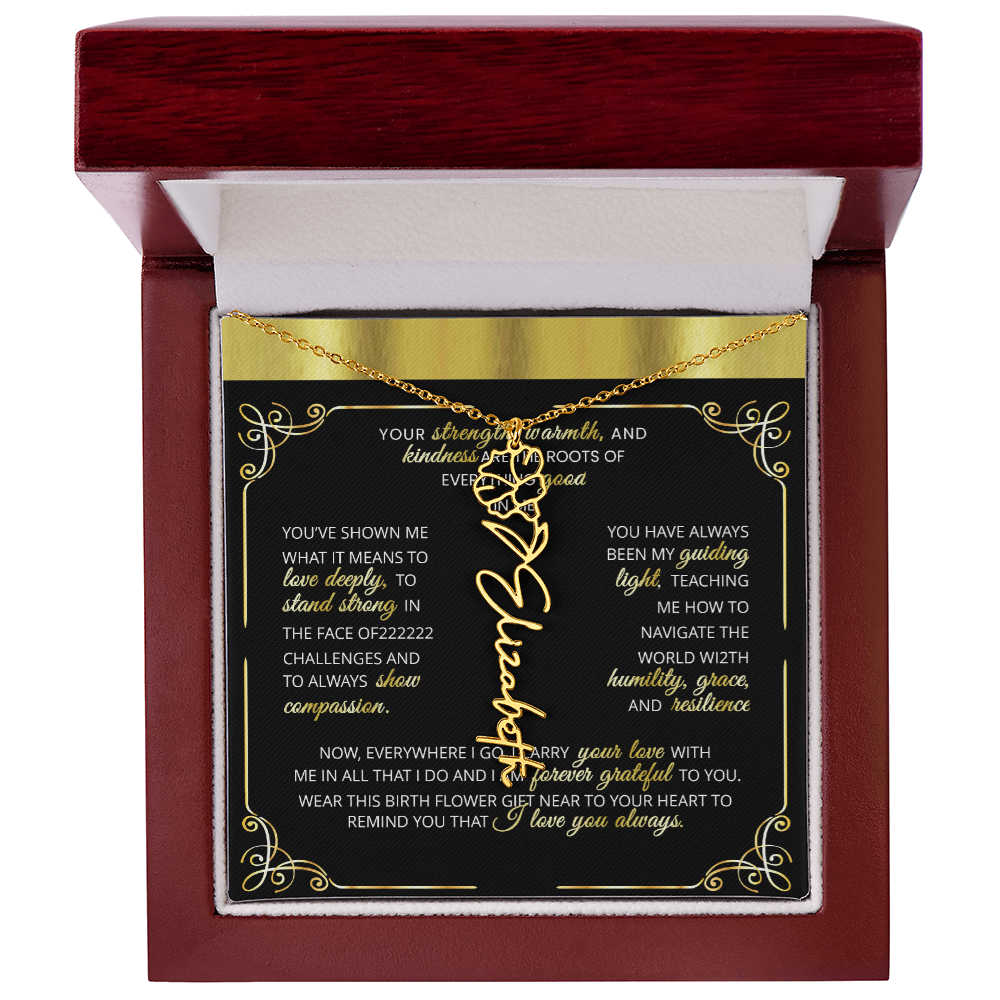 1 Elegant 🌼 GOLD 🌼 Birth Flower Name Necklace for Moms - Heartfelt Keepsake 1