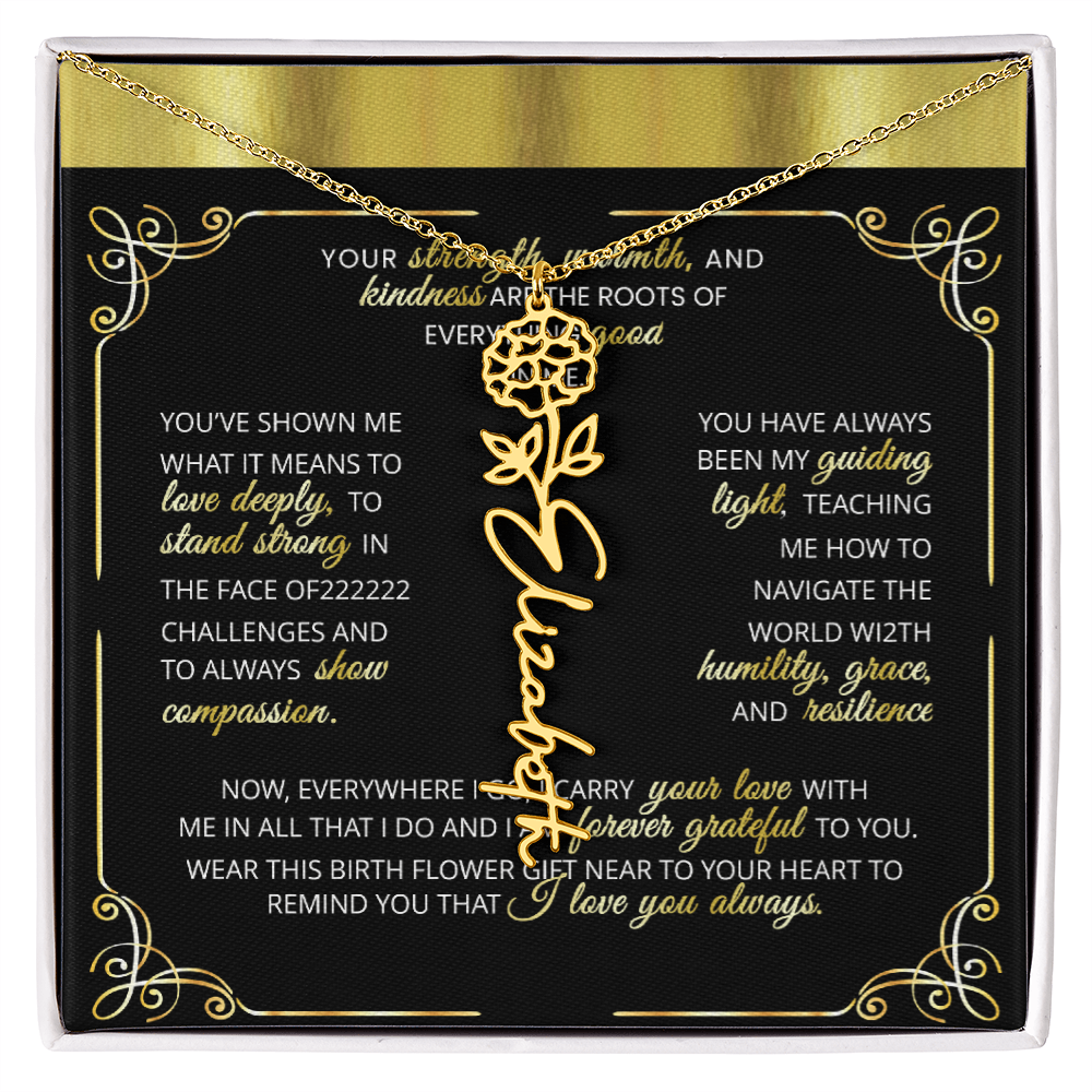 1 Elegant 🌼 GOLD 🌼 Birth Flower Name Necklace for Moms - Heartfelt Keepsake 1