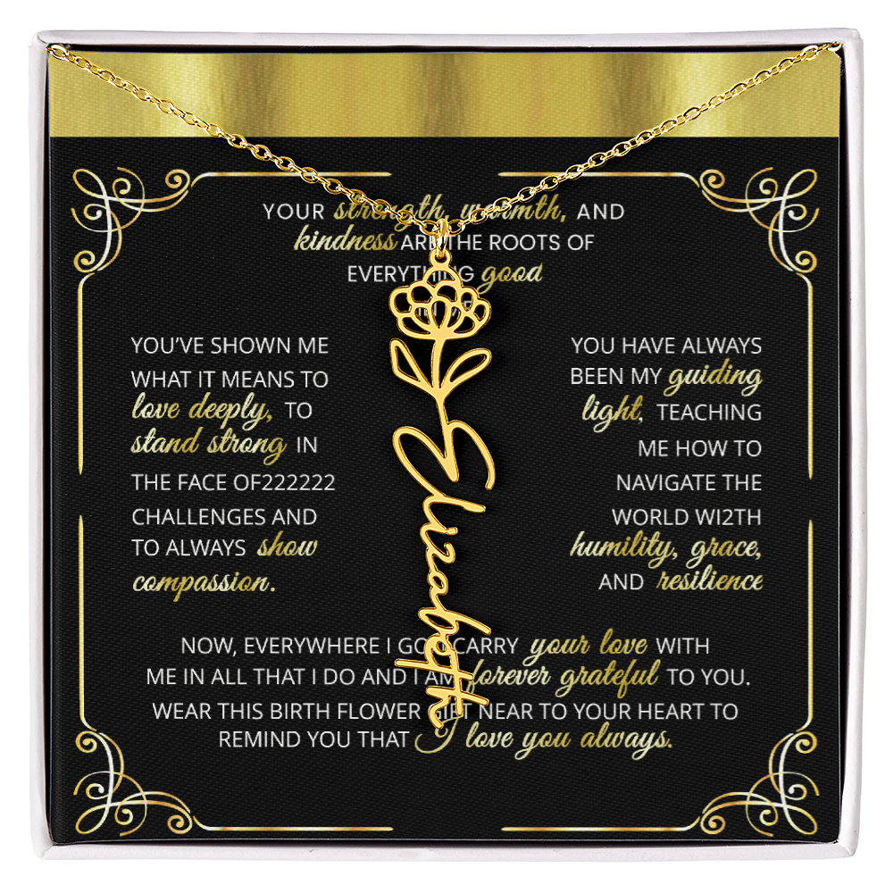 1 Elegant 🌼 GOLD 🌼 Birth Flower Name Necklace for Moms - Heartfelt Keepsake 1