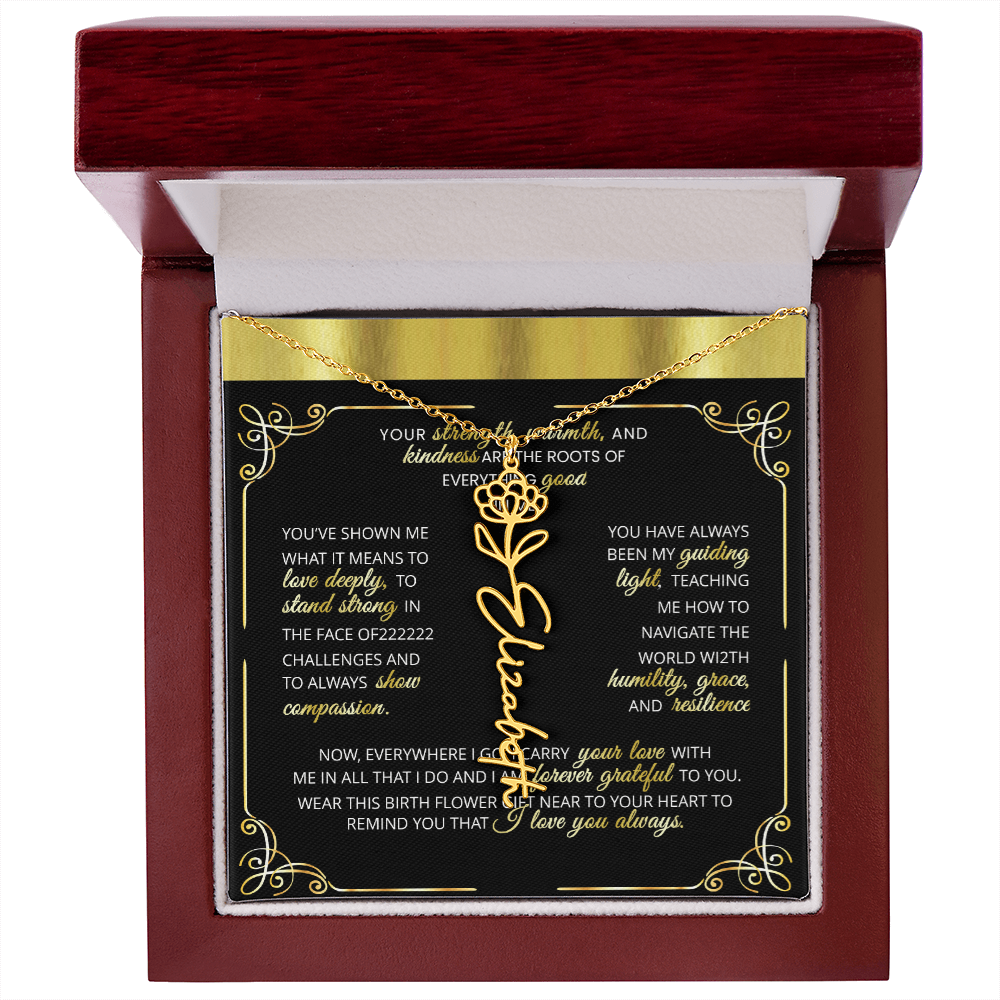 1 Elegant 🌼 GOLD 🌼 Birth Flower Name Necklace for Moms - Heartfelt Keepsake 1