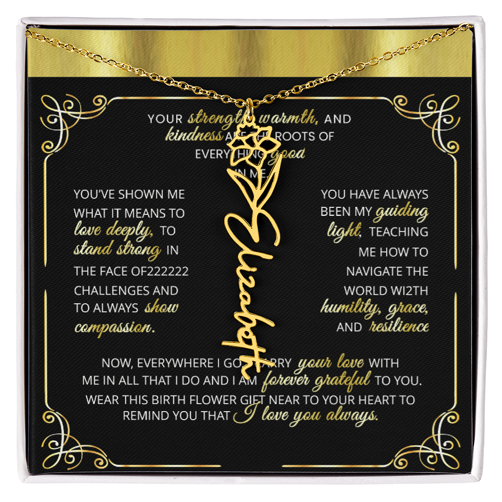 1 Elegant 🌼 GOLD 🌼 Birth Flower Name Necklace for Moms - Heartfelt Keepsake 1