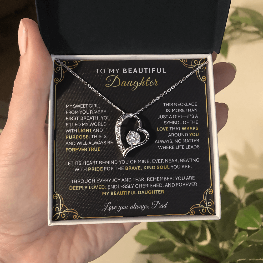 Forever Love Gold Necklace - Beautiful Heart-Shaped Pendant Gift from Dad or Mom