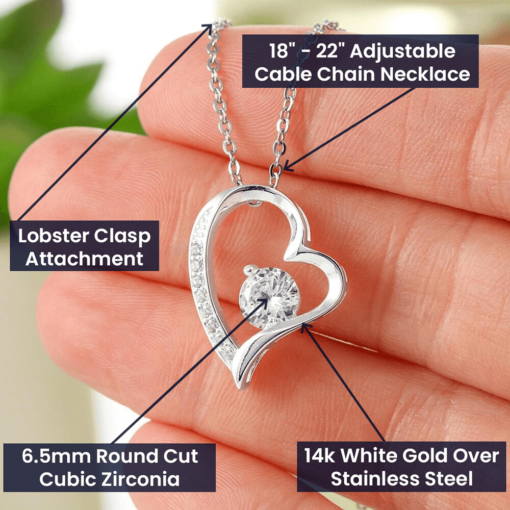 Forever Love Silver Necklace for Daughter (MSG)– Heart-Shaped Silver Pendant Gift from Parent