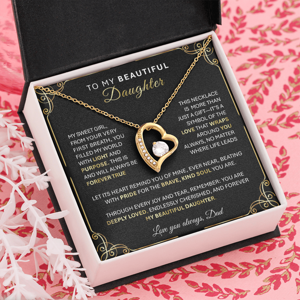 Forever Love Gold Necklace - Beautiful Heart-Shaped Pendant Gift from Dad or Mom