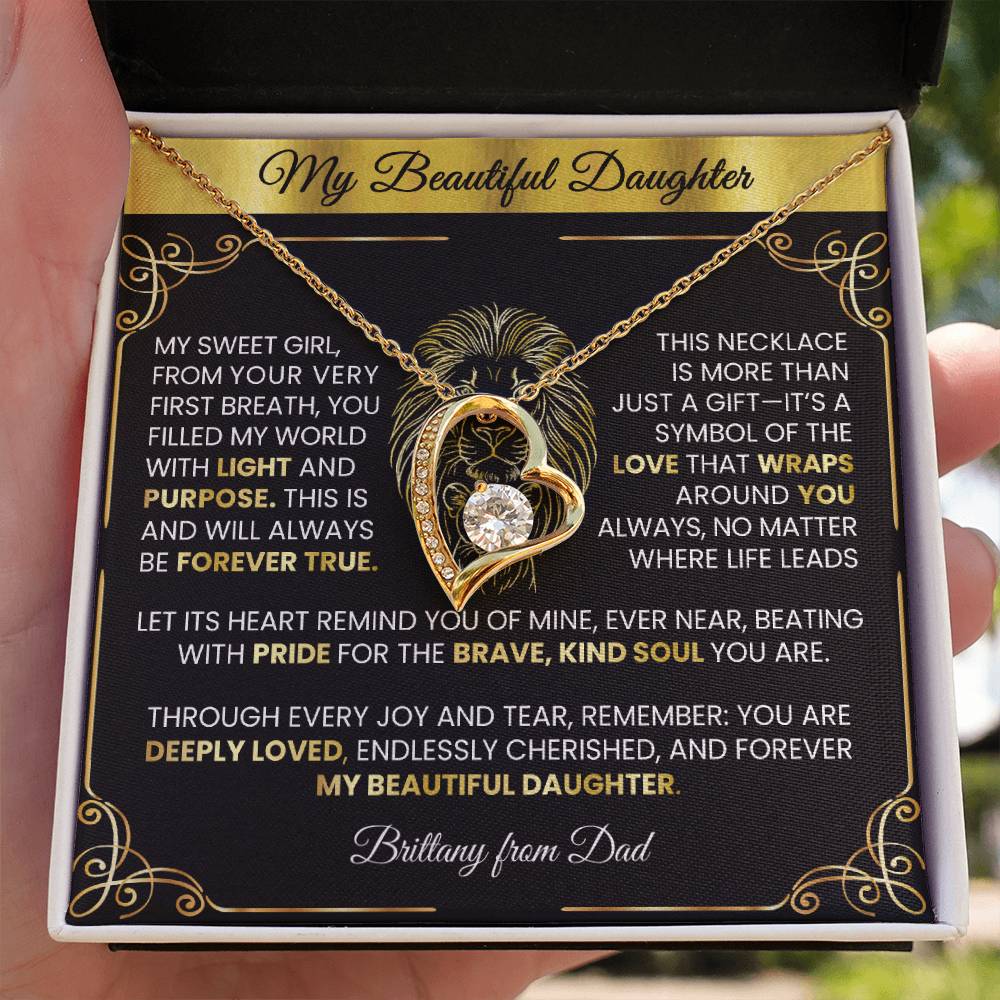 Forever Love Gold Necklace - Beautiful Heart-Shaped Pendant Gift from Dad or Mom