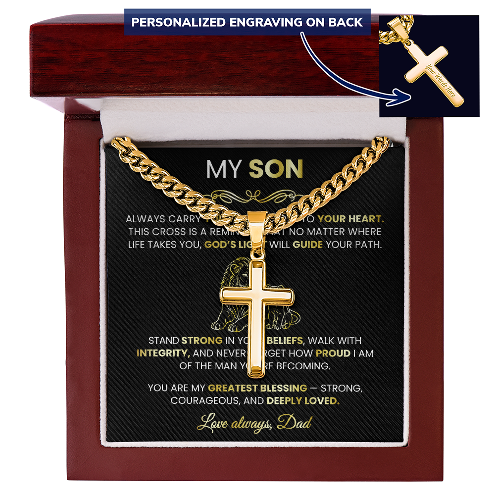 Personalized Cross with Cuban Link Chain 1