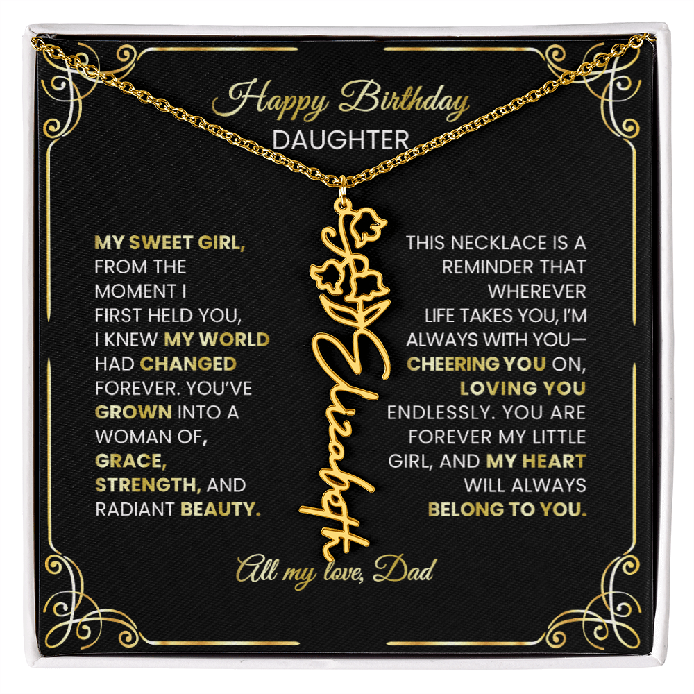 🌸 Birth Flower Personalized Necklace – Custom Name Jewelry Gift - TheBestGiftPlace