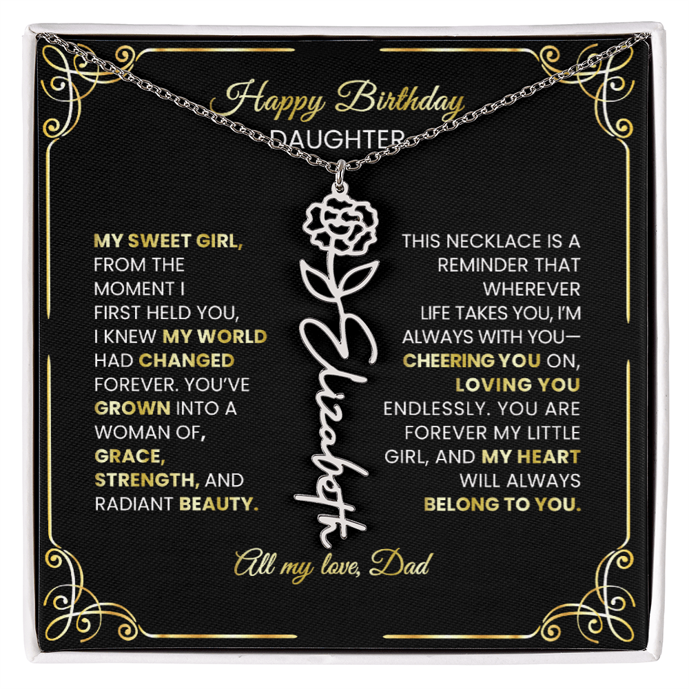 🌸 Birth Flower Personalized Necklace – Custom Name Jewelry Gift - TheBestGiftPlace
