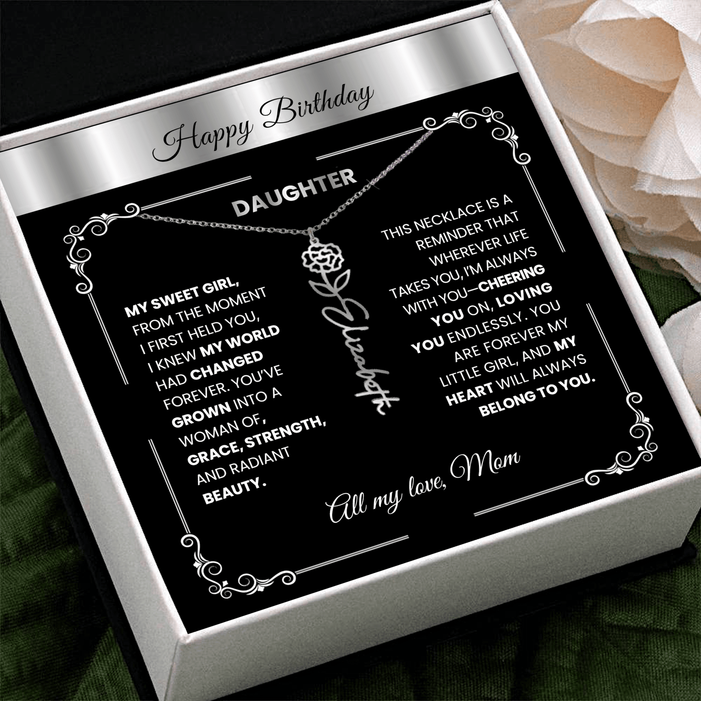 🌸 Birth Flower Personalized Necklace – Custom Name Jewelry Gift - TheBestGiftPlace