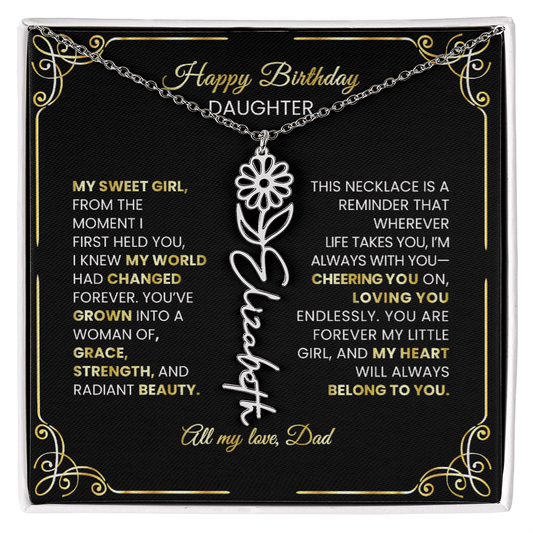 🌸 Birth Flower Personalized Necklace – Custom Name Jewelry Gift - TheBestGiftPlace