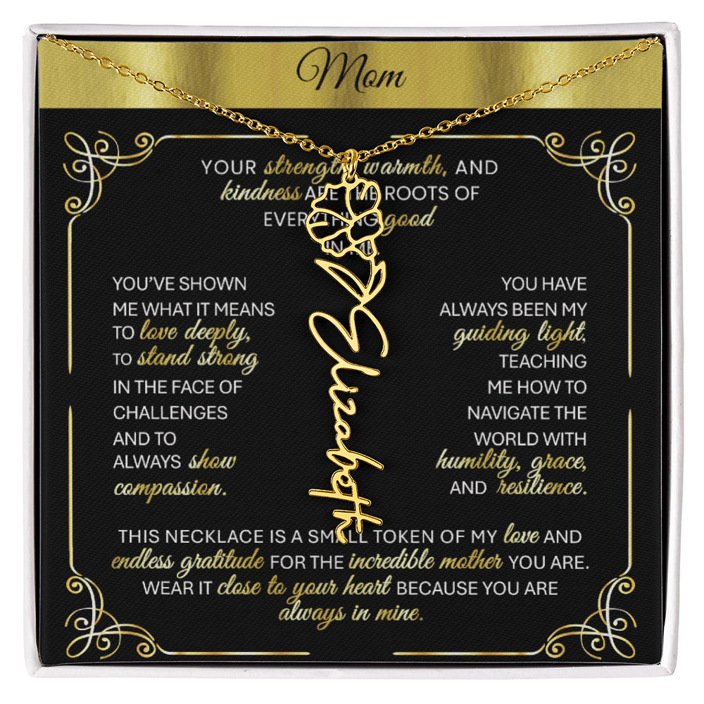 Elegant ✨ GOLD ✨ Birth Flower Name Necklace for Moms - Heartfelt Gift - TheBestGiftPlace