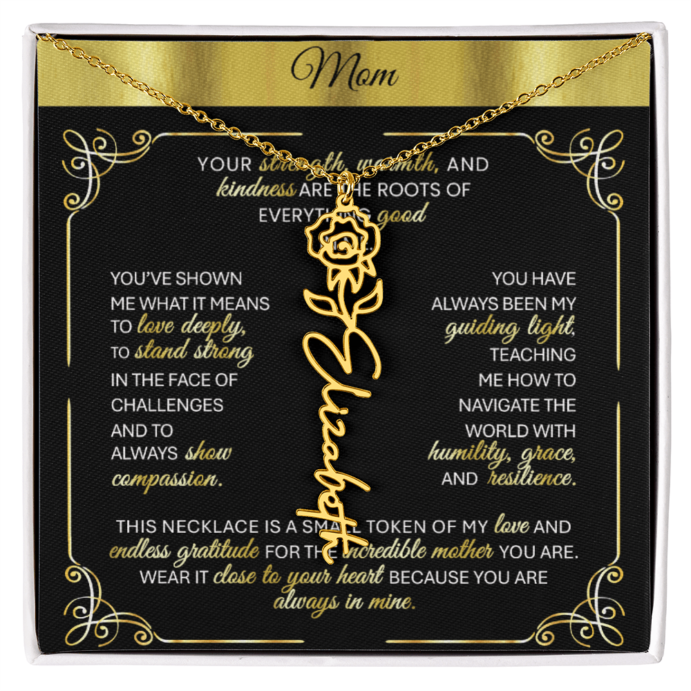 Elegant ✨ GOLD ✨ Birth Flower Name Necklace for Moms - Heartfelt Gift - TheBestGiftPlace