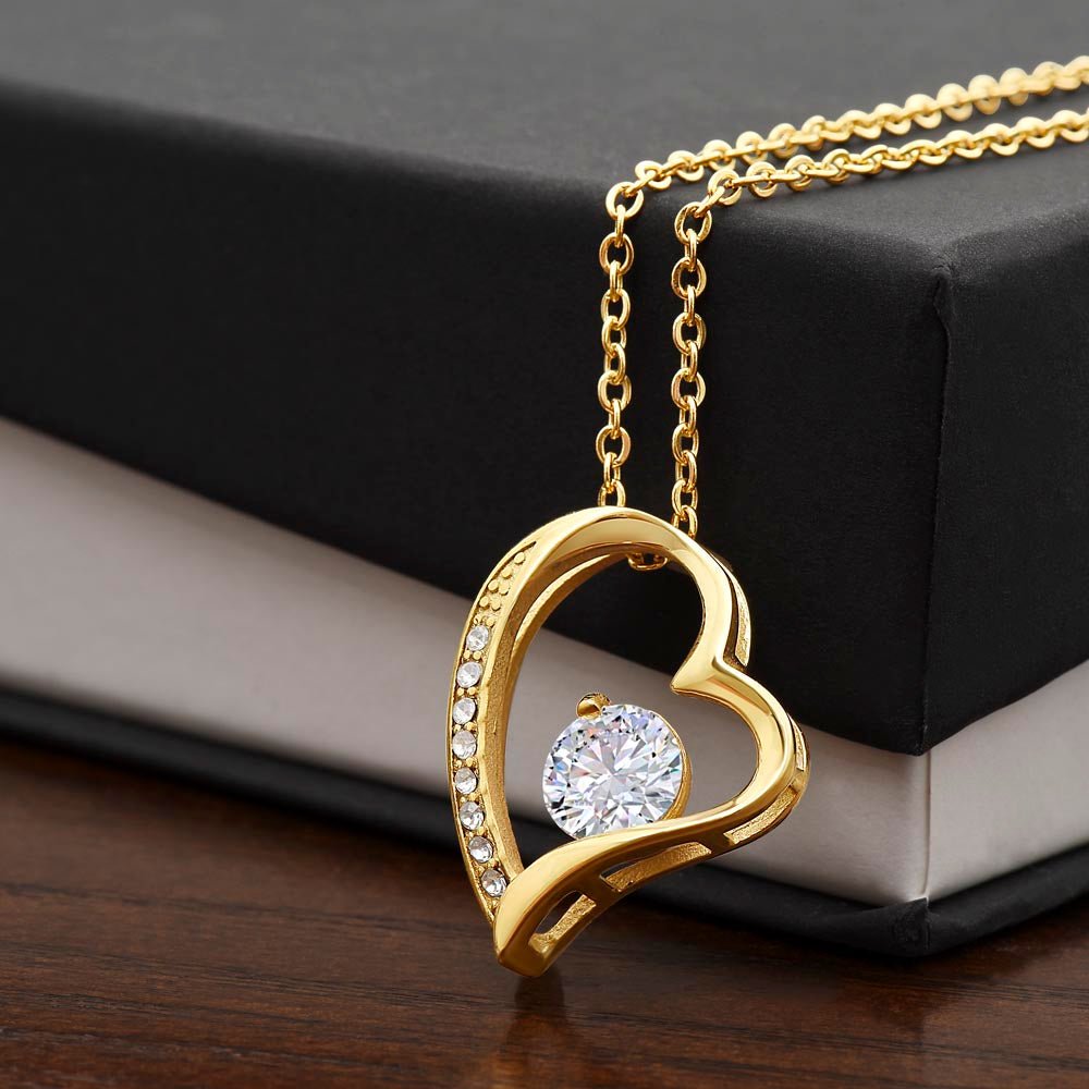 Forever Love Gold Necklace for Daughter – Heart - Shaped Pendant Gift from Dad or Mom - TheBestGiftPlace