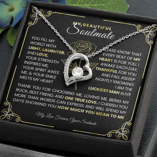 Forever Love Heart Necklace - Diamond Gold Gift π - TheBestGiftPlace