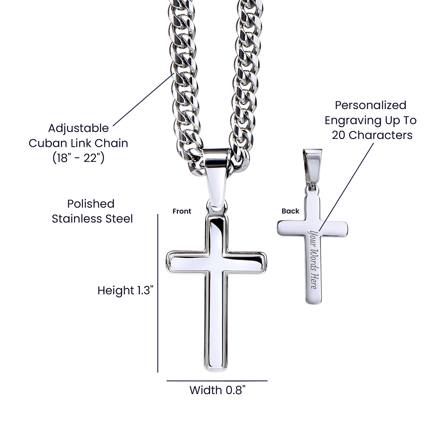 Men’s Silver Cross Cuban Chain Necklace ✨– Faith Meets Style - TheBestGiftPlace