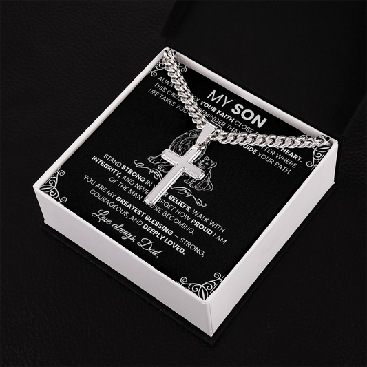 Men's Silver Cross Cuban Chain Necklace – Symbol of Strength & Faith - TheBestGiftPlace