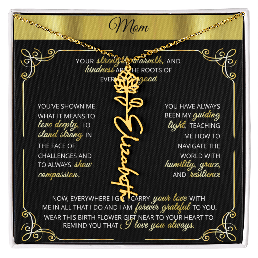 Personalized Gold Birth Flower Name Necklace šø Custom Mom & Grandma Gift | Handmade Floral Pendant Jewelry - TheBestGiftPlace