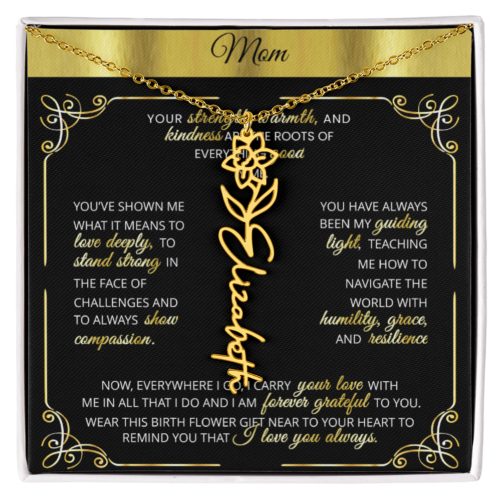 Personalized Gold Birth Flower Name Necklace šø Custom Mom & Grandma Gift | Handmade Floral Pendant Jewelry - TheBestGiftPlace