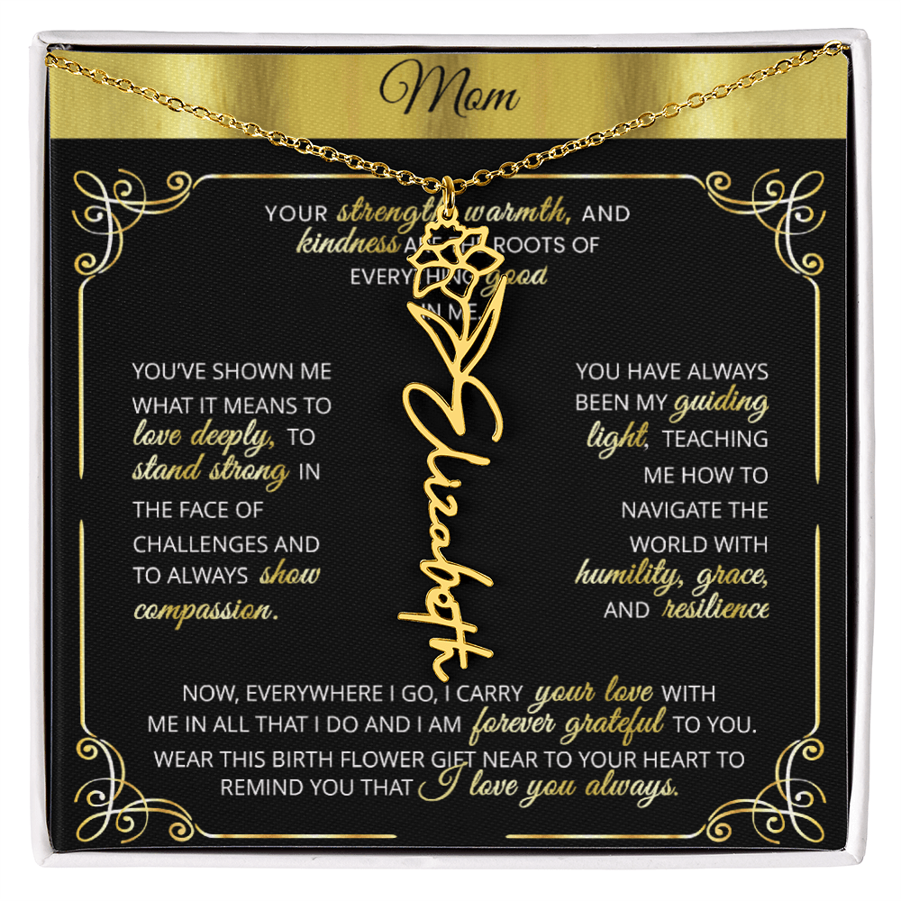 Personalized Gold Birth Flower Name Necklace šø Custom Mom & Grandma Gift | Handmade Floral Pendant Jewelry - TheBestGiftPlace
