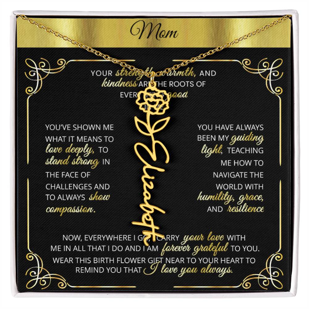 Personalized Gold Birth Flower Name Necklace šø Custom Mom & Grandma Gift | Handmade Floral Pendant Jewelry - TheBestGiftPlace