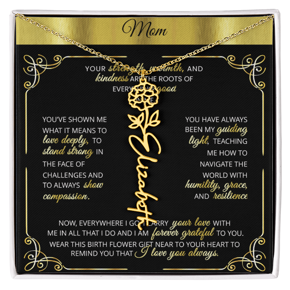 Personalized Gold Birth Flower Name Necklace šø Custom Mom & Grandma Gift | Handmade Floral Pendant Jewelry - TheBestGiftPlace