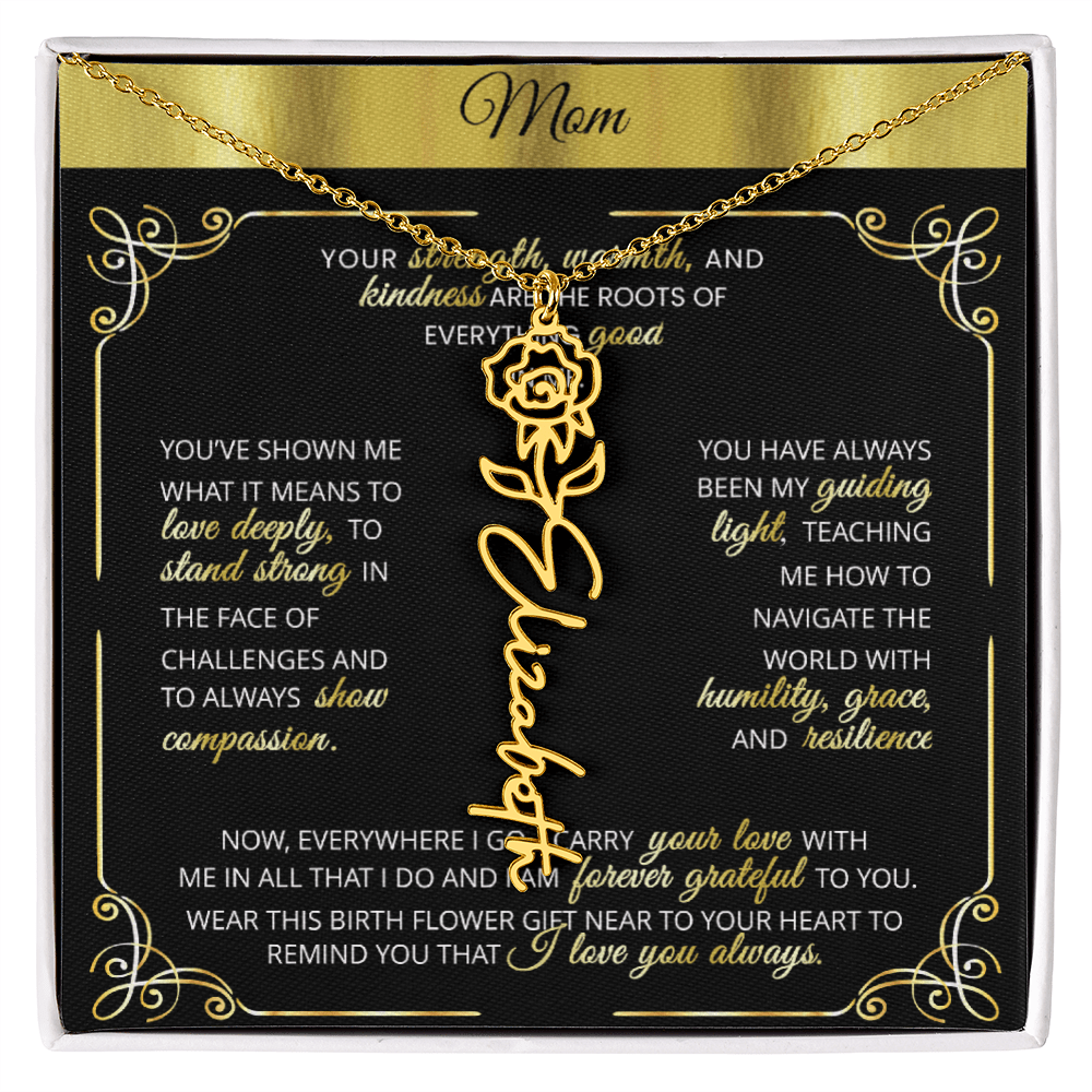 Personalized Gold Birth Flower Name Necklace šø Custom Mom & Grandma Gift | Handmade Floral Pendant Jewelry - TheBestGiftPlace