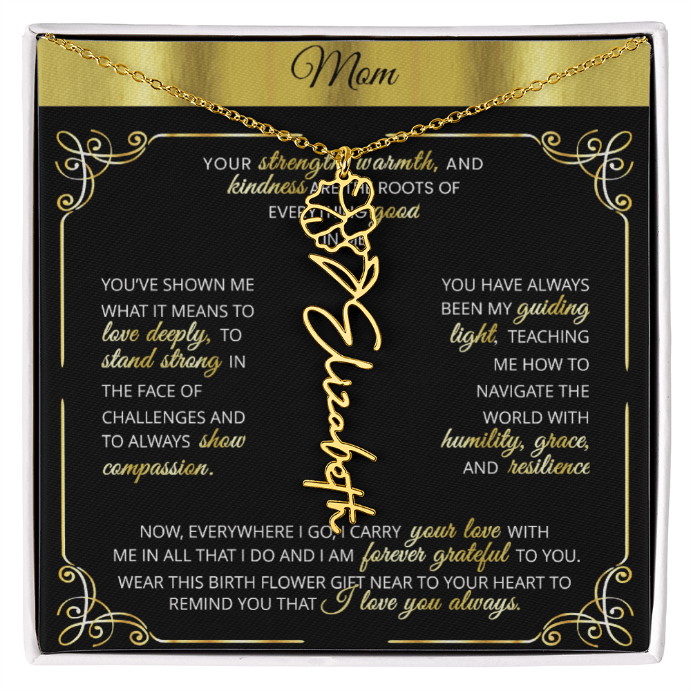 Personalized Gold Birth Flower Name Necklace šø Custom Mom & Grandma Gift | Handmade Floral Pendant Jewelry - TheBestGiftPlace