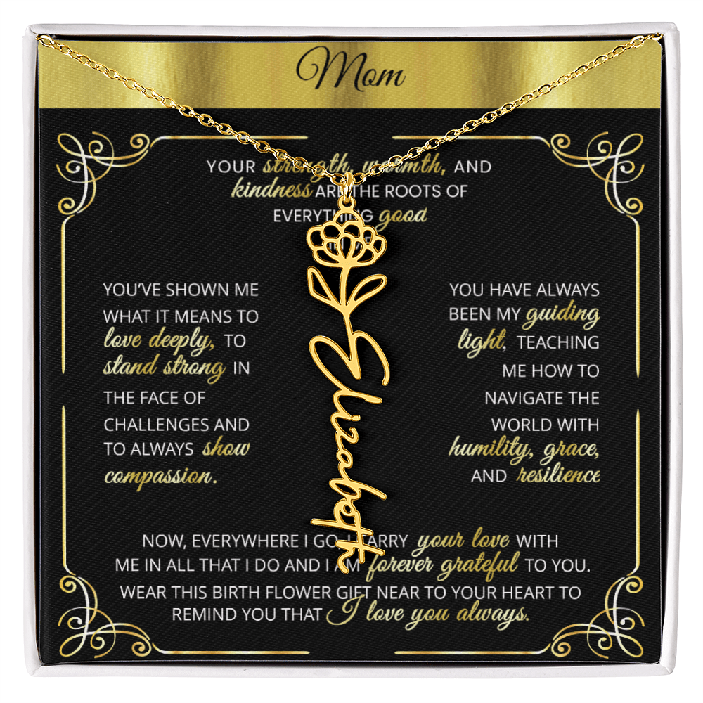 Personalized Gold Birth Flower Name Necklace šø Custom Mom & Grandma Gift | Handmade Floral Pendant Jewelry - TheBestGiftPlace